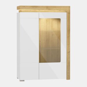 Vitrina 2 portas direita LED incluída Teo Branco e Madeira