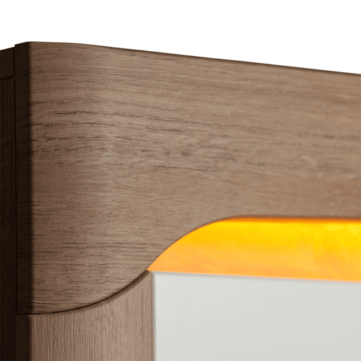Vitrina 2 portas direita LED incluída Teo Branco e Madeira
