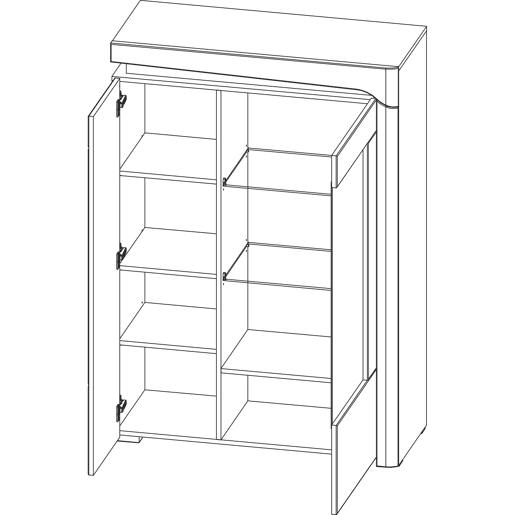 Vitrina 2 portas direita LED incluída Teo Branco e Madeira