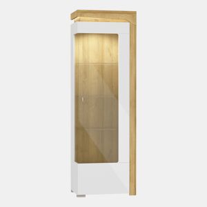 Vitrine 1 porte ouverture droite LED inclus Teo Blanc et Bois