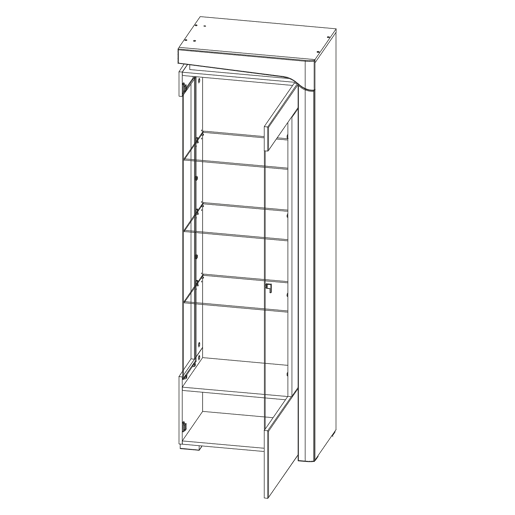 Vitrine 1 porte ouverture droite LED inclus Teo Blanc et Bois