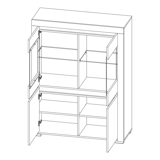 Vitrina 4 portas LED incluída Kasla Branco Vitrina 4 portas LED incluída Kasla Branco