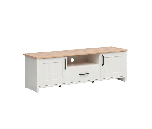 Mueble TV 2 puertas 1 cajón 160 cm Aksel Blanco y Madera