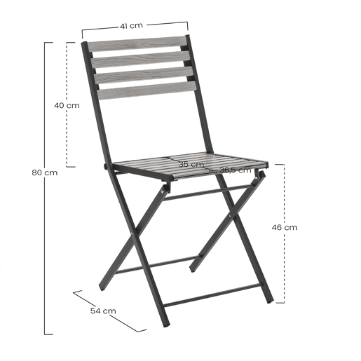 Pack de 2 cadeiras dobráveis u200Bu200Bde jardim Ambar em madeira e metal