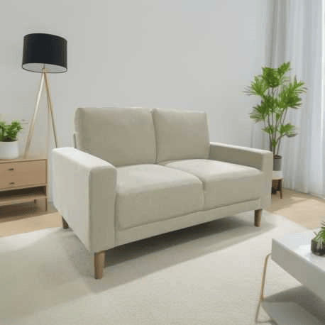 Sofá de design. Estrutura em madeira e compensado, Suspensão de molas e cintas