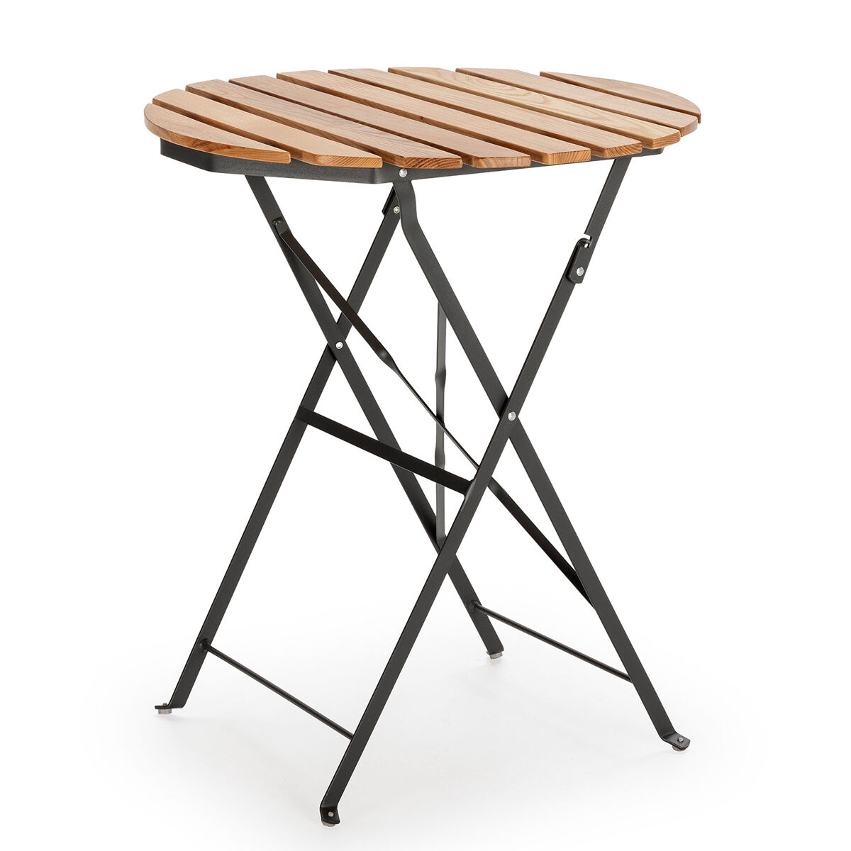 Mesa de jardín plegable ambar de madera y metal