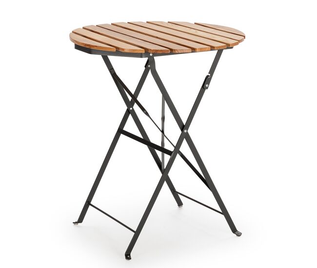 Mesa de jardín plegable ambar de madera y metal