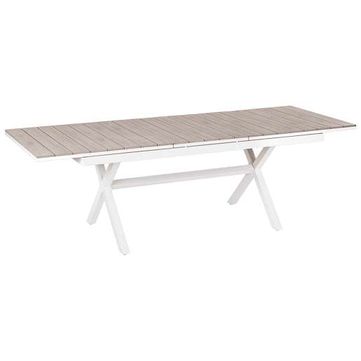 Mesa de refeição de jardim extensível FANES 184242 cm 90 cm Metal Branco Mesa de refeição de jardim extensível FANES 184242 cm 90 cm Metal Branco