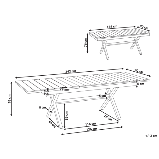 Mesa de refeição de jardim extensível FANES 184242 cm 90 cm Metal Branco Mesa de refeição de jardim extensível FANES 184242 cm 90 cm Metal Branco