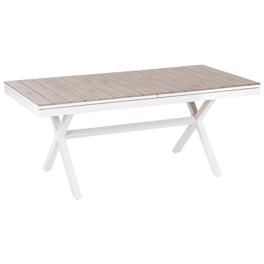 Mesa de refeição de jardim extensível FANES 184242 cm 90 cm Metal Branco Mesa de refeição de jardim extensível FANES 184242 cm 90 cm Metal Branco