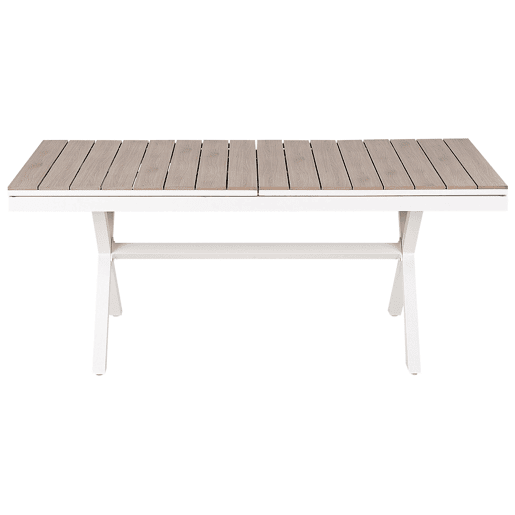 Mesa de refeição de jardim extensível FANES 184242 cm 90 cm Metal Branco Mesa de refeição de jardim extensível FANES 184242 cm 90 cm Metal Branco