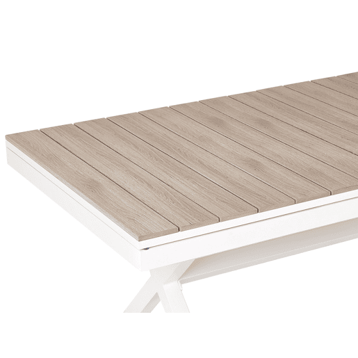 Mesa de refeição de jardim extensível FANES 184242 cm 90 cm Metal Branco Mesa de refeição de jardim extensível FANES 184242 cm 90 cm Metal Branco