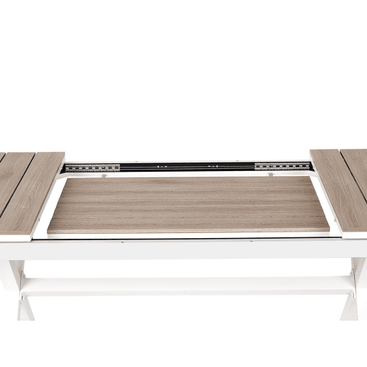 Mesa de refeição de jardim extensível FANES 184242 cm 90 cm Metal Branco Mesa de refeição de jardim extensível FANES 184242 cm 90 cm Metal Branco