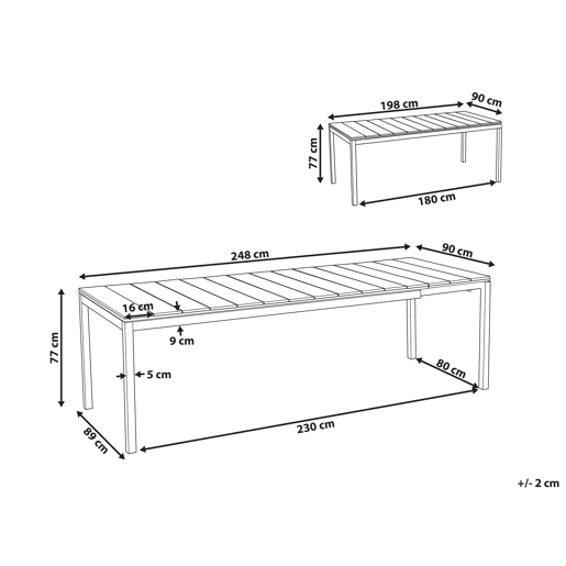Mesa de refeição de jardim extensível TOFANE 198248 cm 90 cm Cinzento