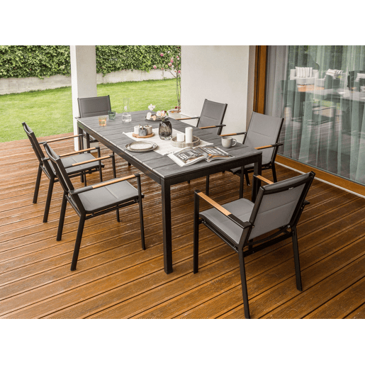 Mesa de refeição de jardim extensível TOFANE 198248 cm 90 cm Cinzento
