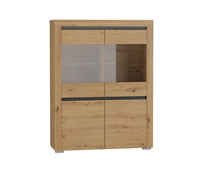 Vajillero 4 puertas con led kasla madera y antracita