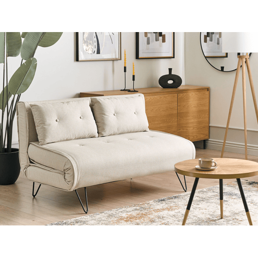 Sofá-cama VESTFOLD Tecido Creme claro 2 lugares