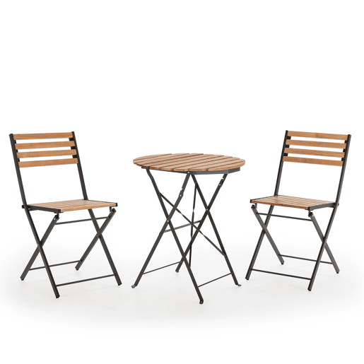 Conjunto bistrô de jardim Ambar de 3 peças, mesa e 2 cadeiras