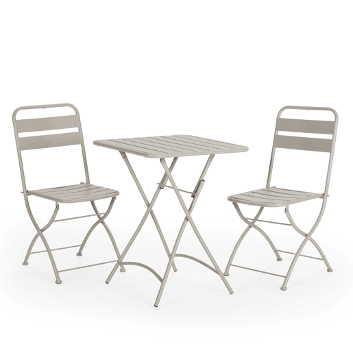 Conjunto bistrô de jardim Perla de 3 peças, mesa e 2 cadeiras