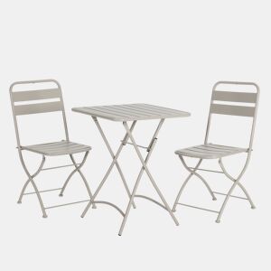 Conjunto bistrô de jardim Perla de 3 peças, mesa e 2 cadeiras