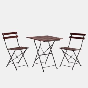 Conjunto bistrô de jardim Agata de 3 peças, mesa e 2 cadeiras