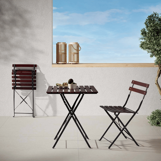 Conjunto bistrô de jardim Agata de 3 peças, mesa e 2 cadeiras