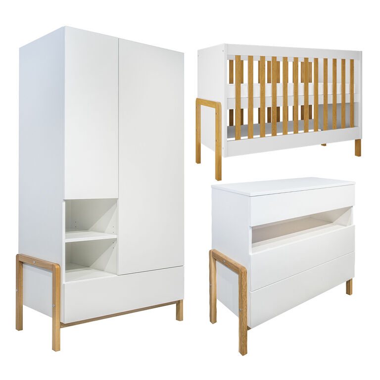 Cuna, Cómoda 3 cajones y Armario 2 puertas Kocot Kids Victor