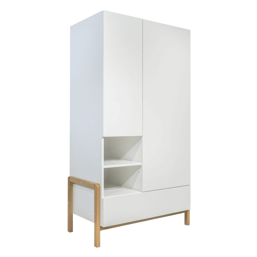 Quarto completo Berço 60x120 Cómoda 3 gavetas Roupeiro 2 portas Kocot Kids Victor Branco Carvalho