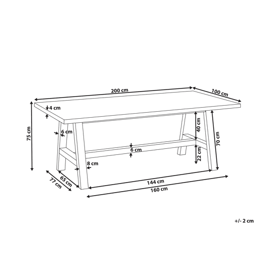 Mesa de refeição de jardim TONNARE 200 cm 100 cm Betão Cinzento