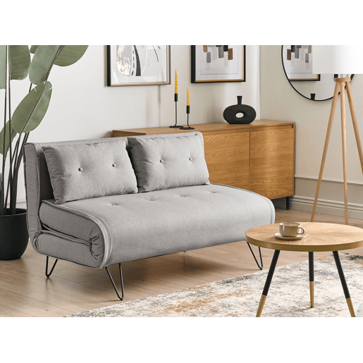 Sofá-cama VESTFOLD Tecido Cinzento claro 2 lugares Sofá-cama VESTFOLD Tecido Cinzento claro 2 lugares