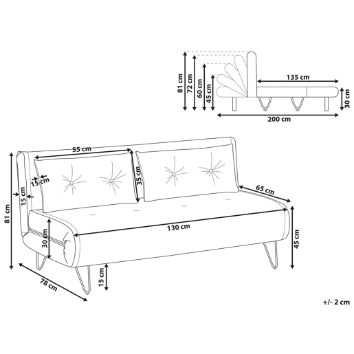 Sofá-cama VESTFOLD Tecido Cinzento claro 2 lugares Sofá-cama VESTFOLD Tecido Cinzento claro 2 lugares