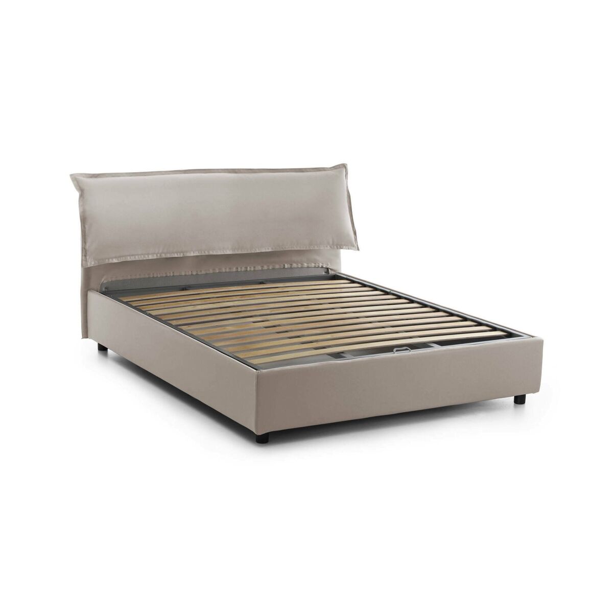 Cama de casal de tecido 175x205 Marrón Claro