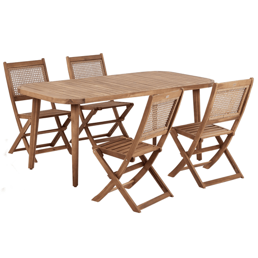 Conjunto de refeições de jardim 4 lugares PARAGGI Madeira de Acácia certificada Castanho escuro