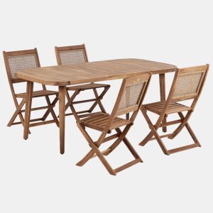 Conjunto de refeições de jardim 4 lugares PARAGGI Madeira de Acácia certificada Castanho escuro