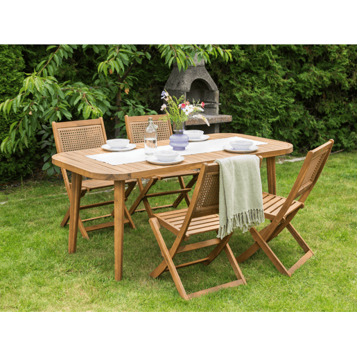 Conjunto de refeições de jardim 4 lugares PARAGGI Madeira de Acácia certificada Castanho escuro