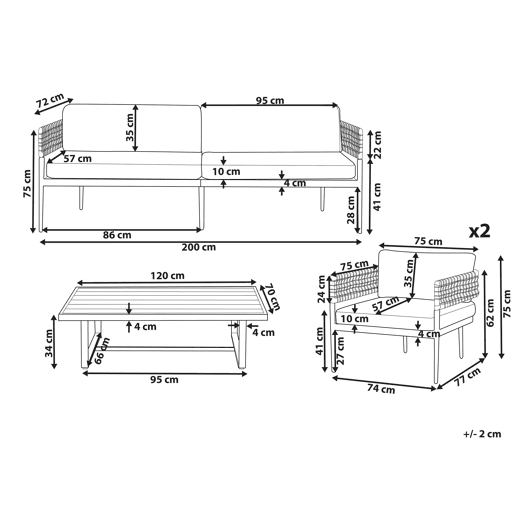 Conjunto de jardim com mesa 5 lugares SERLA Metal Branco
