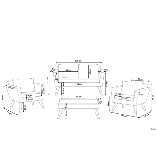 Conjunto de jardim com mesa 4 lugares VITTORIA Verde-oliva