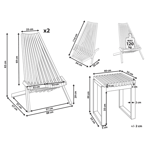 Conjunto de varanda BELLANO Madeira de acácia Castanho