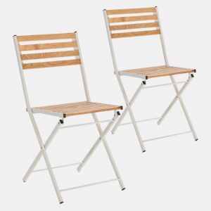 Pack de 2 cadeiras dobráveis u200Bu200Bde jardim Ambar em madeira e metal