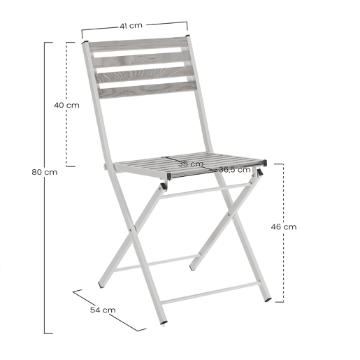 Pack de 2 cadeiras dobráveis u200Bu200Bde jardim Ambar em madeira e metal
