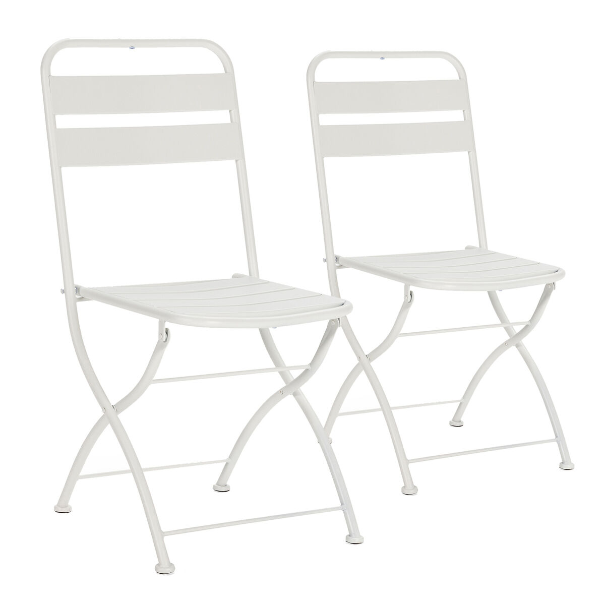 pack 2 sillas de jardin plegables perla de metal