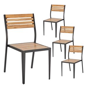 Pack de 4 cadeiras de jardim empilháveis u200Bu200BCoral em madeira e metal