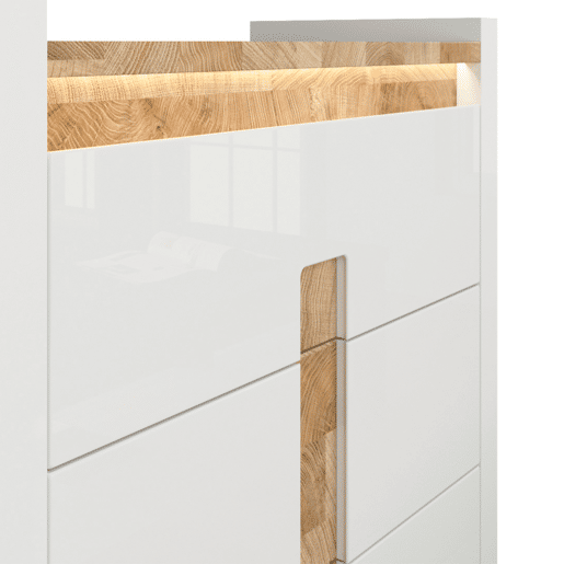 Cómoda 3 gavetas com LED Helios Branco laqué e Madeira