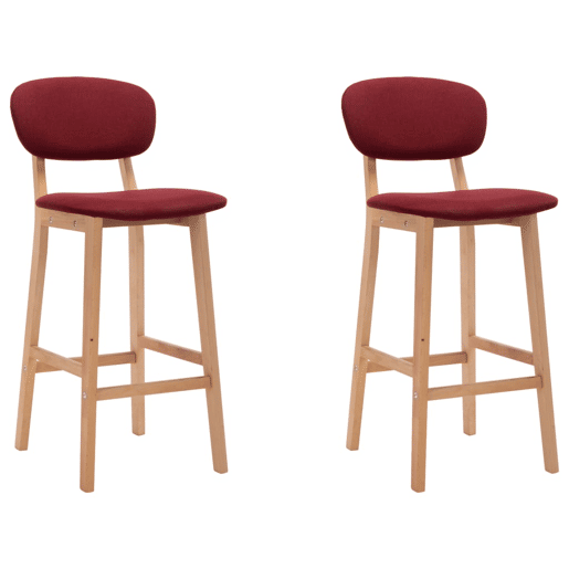 vidaXL Bancos de bar 2 pcs tecido vermelho tinto