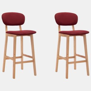 vidaXL Bancos de bar 2 pcs tecido vermelho tinto