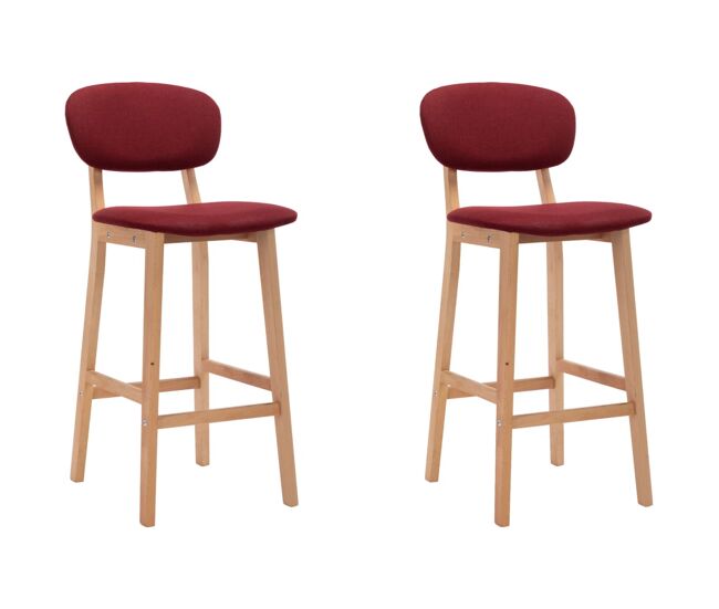 Vidaxl taburetes de cocina 2 unidades tela rojo vino tinto