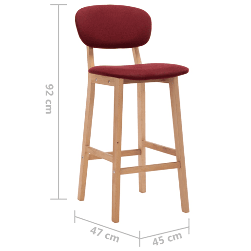 vidaXL Bancos de bar 2 pcs tecido vermelho tinto