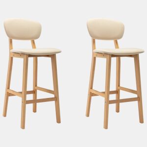 vidaXL Bancos de bar 2 pcs tecido cor creme