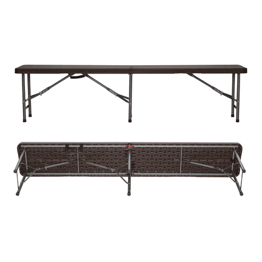 Pack de 2 bancos dobráveis u200Bu200Bpara catering efeito rattan 180x28x43cm Thinia Home