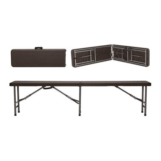 Pack de 2 bancos dobráveis u200Bu200Bpara catering efeito rattan 180x28x43cm Thinia Home